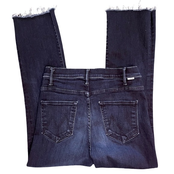 MOTHER The Hustler Ankle Fray Howling at the Disco Ball Dark Blue Denim Size 28 - Picture 7 of 14